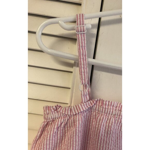 Rockets Of Awesome Size 8 Pink Striped Seerssucker Romper - Picture 4 of 6